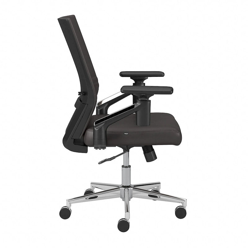 Mid Back Bonded Leather Office Chair with Adjustable Armrests and Chrome Base