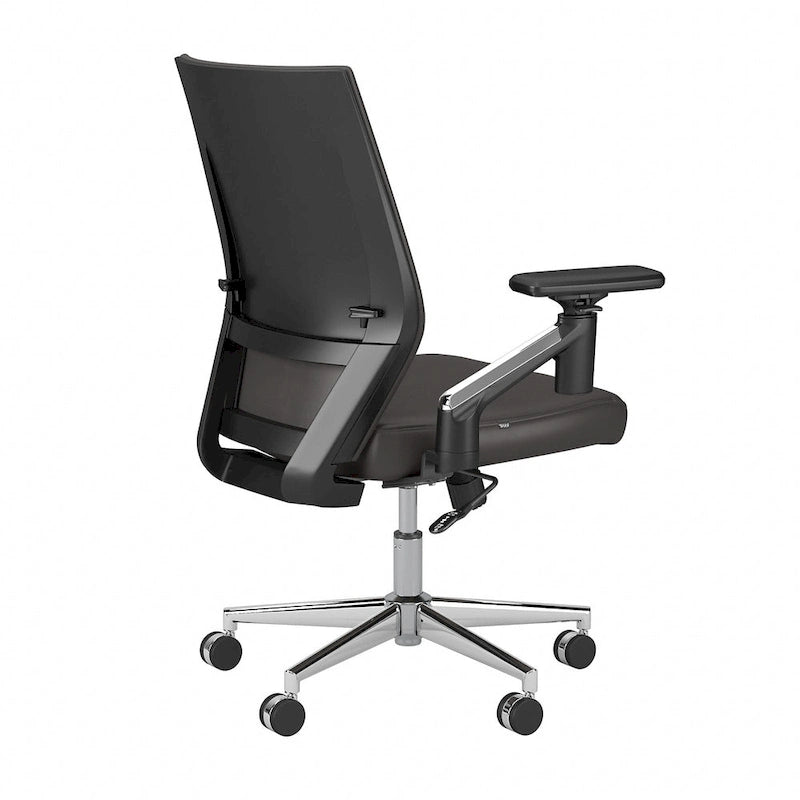 Mid Back Bonded Leather Office Chair with Adjustable Armrests and Chrome Base