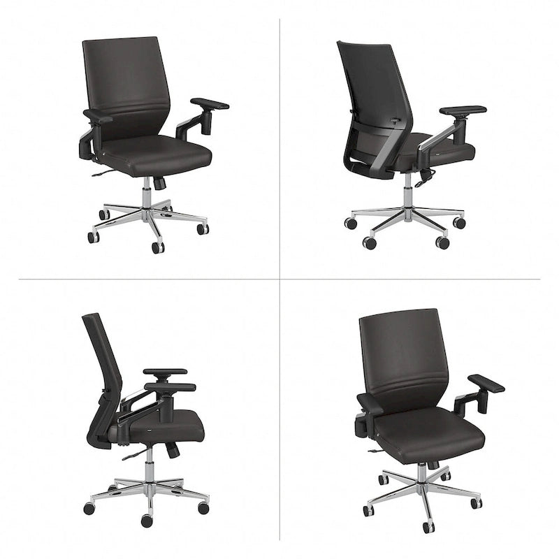 Mid Back Bonded Leather Office Chair with Adjustable Armrests and Chrome Base