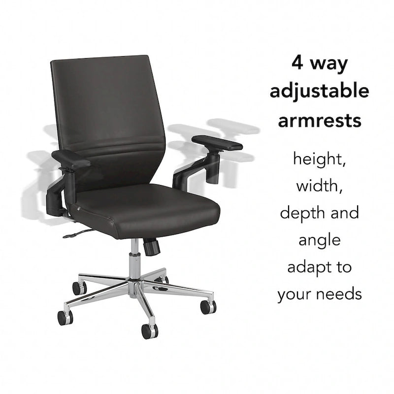 Mid Back Bonded Leather Office Chair with Adjustable Armrests and Chrome Base